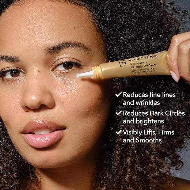 Dr Dennis Gross DermInfusions Fill + Repair Eye Cream: Hydrating & Brightening Treatment for Dark Circles, Fine Lines & Wr...