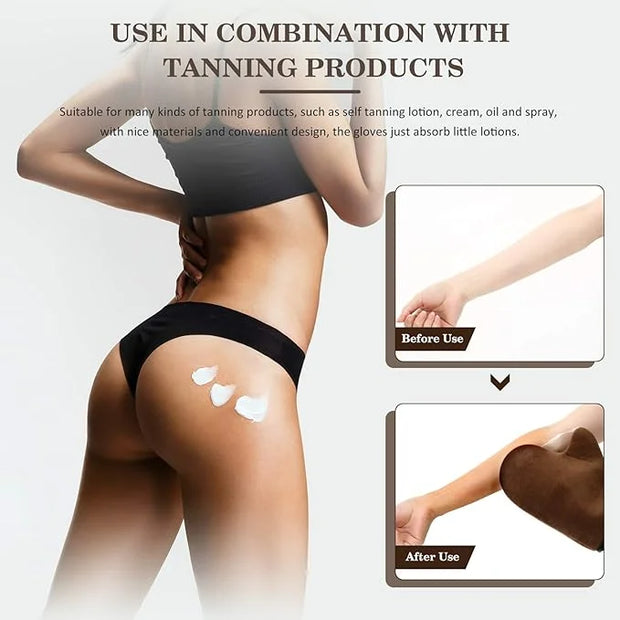 4 Packs Self Tanning Mitt Applicators Sunless Tanning Mittens Double Sided Self Tanning Gloves Reusable Tanner Applicator ...