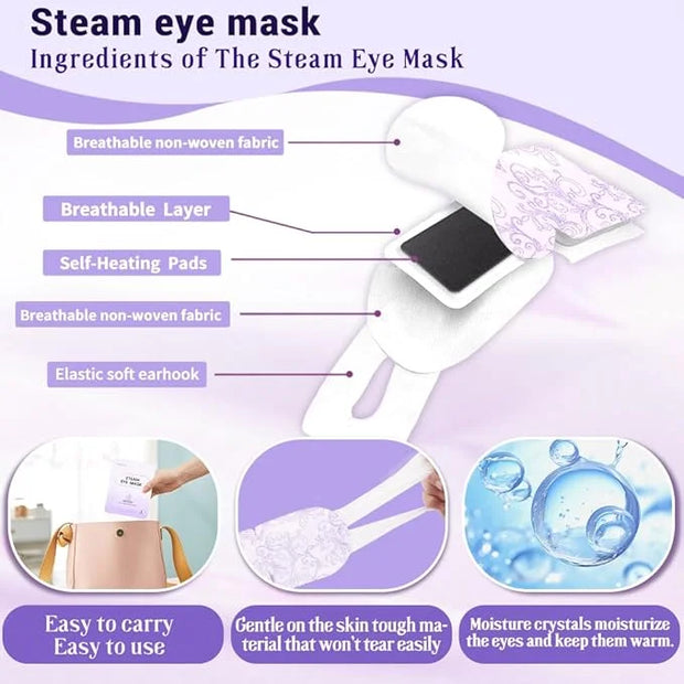 16 Packs Steam Eye Mask,Self Heating Warm Compress for Dry Eyes,Heated Eye Mask for Fast Relief,Disposable Moist Heating C...