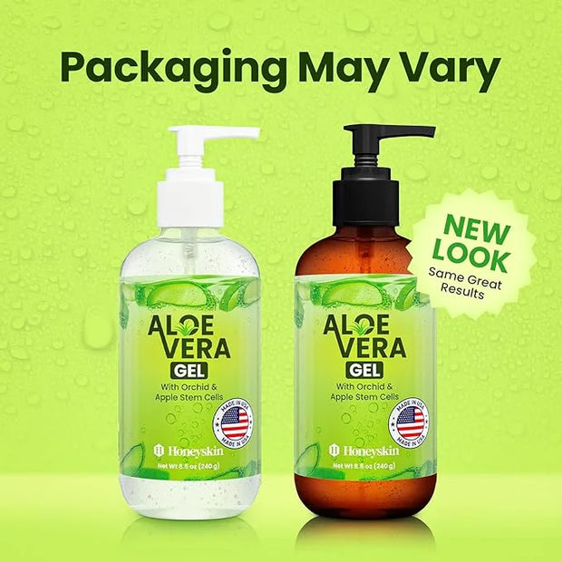 Honeyskin Soothing Aloe Vera Gel Made in the USA with Natural Ingredients - Give Yourself Relief From Sunburn and Dry Skin...