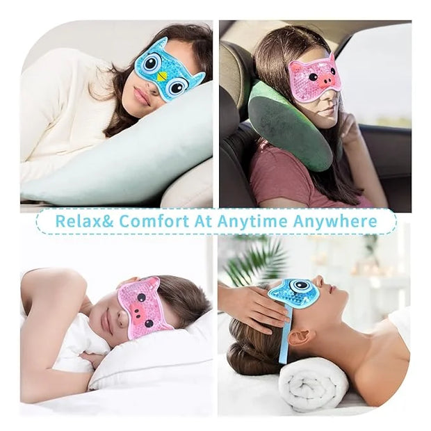 Bundle of CONBELLA Cold Face Eye Masks Ice Face Mask Hot Cold Compress and 2PCS Adorable Cooling Eye Mask Gel Eye Mask - P...