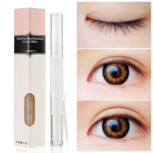 Natural Double Eyelid Pen Glue, 2-Pack Invisible Double Eyelid Styling Cream Long Lasting Liquid Eyelid Glue Eyelid Shapin...