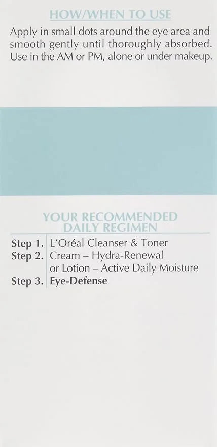 L'Oreal Paris Dermo-Expertise Eye Defense Eye Cream with Caffeine and Hyaluronic Acid 0.5 oz - Product Image