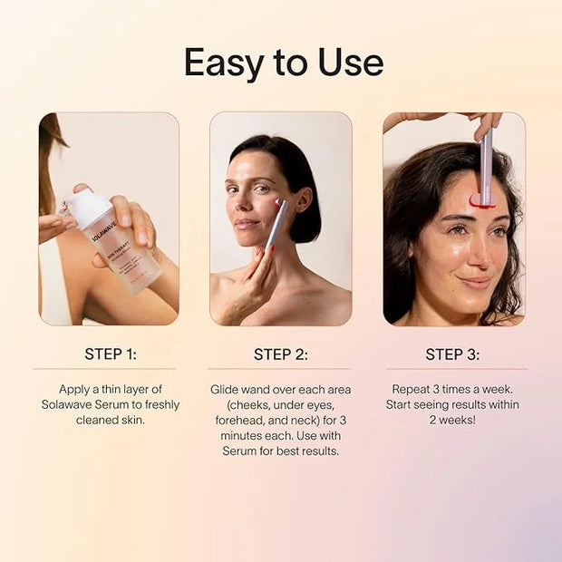 Solawave Skincare Wand & Serum – 4-in-1 Galvanic Current, Face Massager, & Red Light Therapy Wand – 1 Oz Activating Serum ...