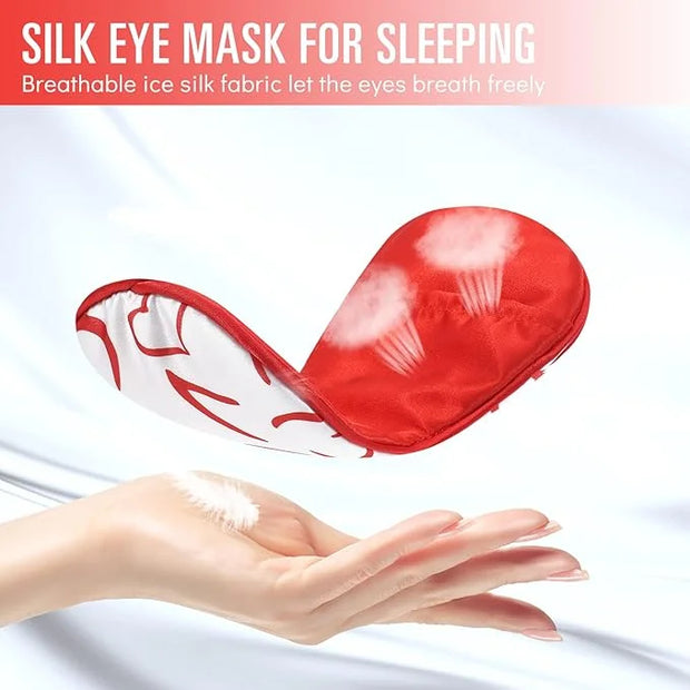 Sleep Mask w/Cooling Gel Eye Mask, Silk Eye Mask for Sleeping, Hot & Cold Eye Masks, Blindfold Reusable Eye Cover Sleeping...
