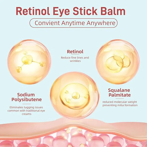 Retinol Eye Stick Balm, Retinol Eye Cream – Anti-Aging Formula Reduces Fine Lines, Dark Circles & Puffiness, Hydrates Deli...