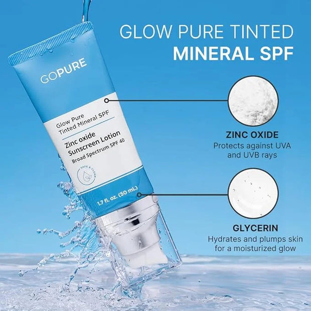 goPure Glow Pure Tinted Mineral SPF 40 PA +++ | Dermatologist-tested Face Sunscreen | Tinted Moisturizer with SPF | Protec...