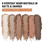 6 Colors Mini Naked Eyeshadow Makeup Palette Caramel & Bronzed Neutral Tone Eye Shadow Matte & Shimmer Nude Make Up Pallet...
