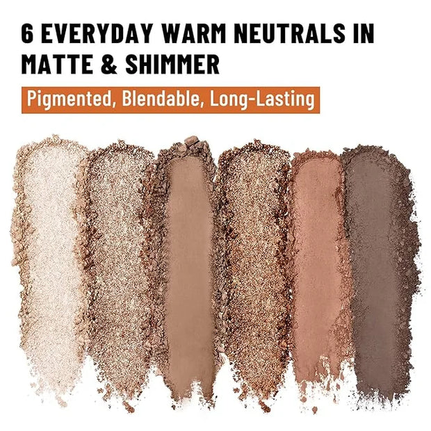 6 Colors Mini Naked Eyeshadow Makeup Palette Caramel & Bronzed Neutral Tone Eye Shadow Matte & Shimmer Nude Make Up Pallet...