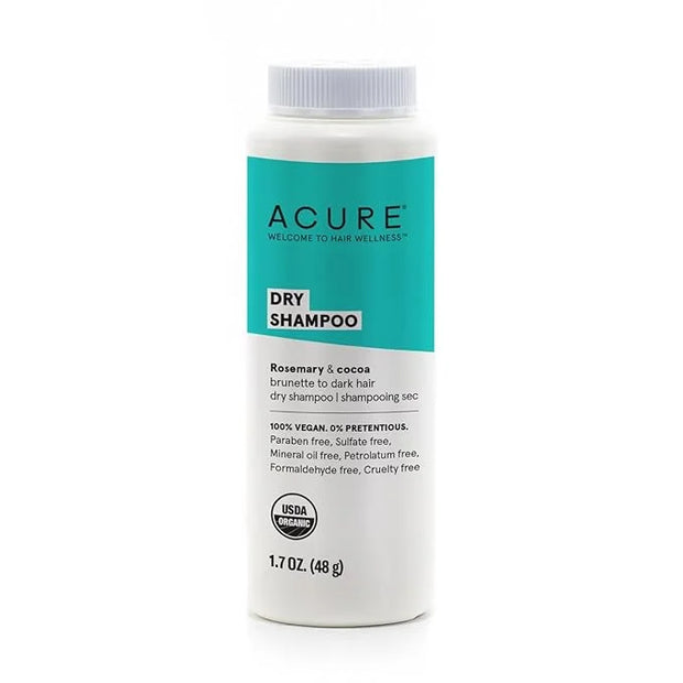 Acure Dry Shampoo - Brunette to Dark Hair, Powder Care to Refresh Treated Color Tinted Hair & Extend Cleansing with Cocoa ...