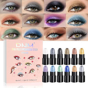 evpct 12Pcs Capsule Cream Eye Shadow Brightener Sticks Set for Eyes, Pearl White Smokey Black Gray Khaki Royal Blue Violet...