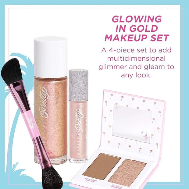 Petite 'n Pretty Makeup Set for Kids (Gold) - Face & Body Makeup for Kids, Tweens, Teens - Highlighter, Body Shimmer Glitt...