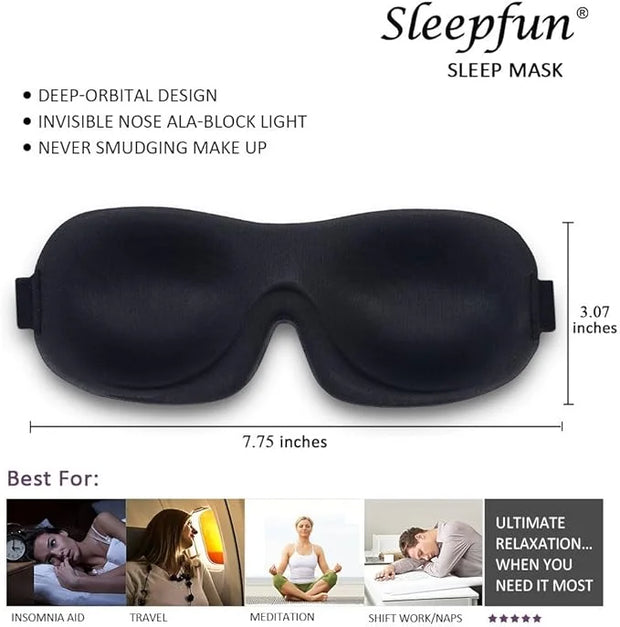 Sleep Mask Invisible Alar Deep Orbit 3D Eye Mask Ultra Lightweight & Comfortable Sleeping Mask for Travel, Nap Shift Works...