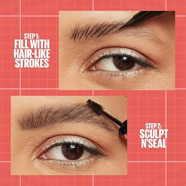 Maybelline Build-A-Brow 2-in-1 Brow Pen and Sealing Eyebrow Gel, Eyebrow Makeup for Real-Looking, Fuller Brows, Soft Brown...