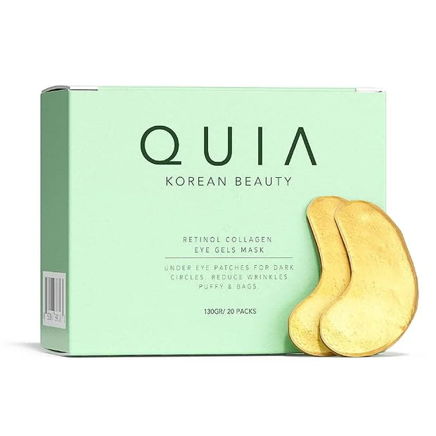 QUIA Collagen Eye Patches – Instantly De-Puff & Brighten Under-Eyes – No-Slip Hydrating Masks for Dark Circles, Eye Bags &...