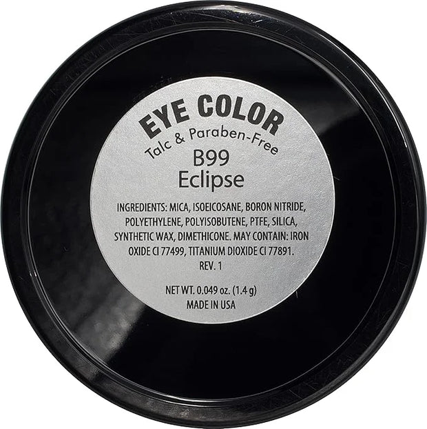 Eclipse Shimmering Glitter Black Onyx Chrome Dark Grey Pressed Powder Single Vegan Eyeshadow; Talc, Paraben & Cruelty Free...