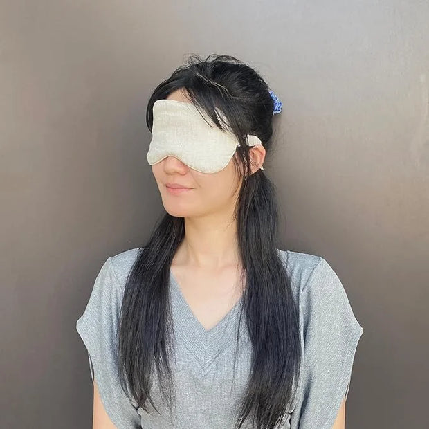 Pure Linen Eye Mask, 100% Linen Eye Mask for Girls,Travel Breathable Sleep Mask,Adjustable Strap, Hypoallergenic, Cooling ...