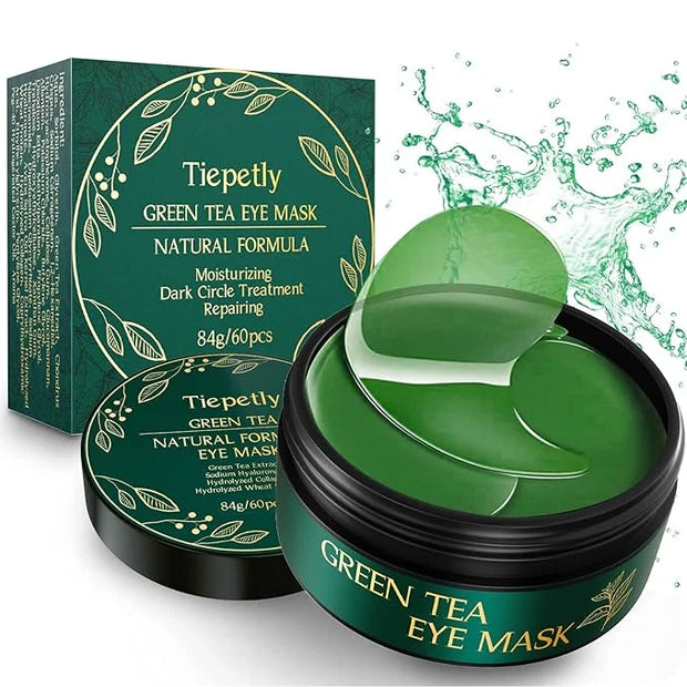 Tiepetly Under Eye Masks with Collagen, Green Tea Eye Patches for Dark Circles and Puffiness, Hydrating, Anti Wrinkle, 60 ...