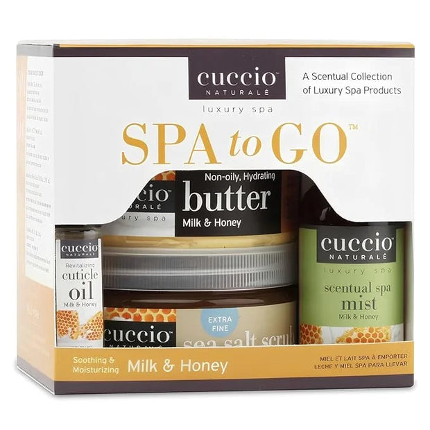 Cuccio 4 Piece Spa To Go Kit – Milk & Honey – Nourishing Skincare Set for Hydration and Softening - Product Image