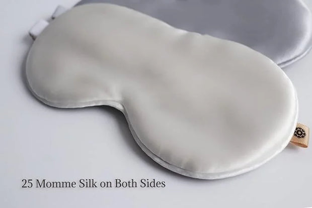 Premium Handcrafted 25 Momme Mulberry Silk Eye Mask for Sleeping (Natural White) - Product Image