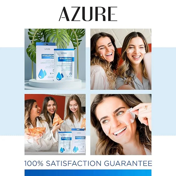Azure Cosmetics Hyaluronic & Retinol Anti Aging Under Eye Pads- Moisturizing & Rejuvenating Eye Mask Patches - Reduces Fin...