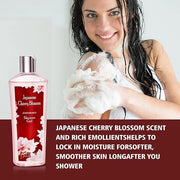 Japanese Cherry Blossom Shower Gel and Body Cream Set - Nourishing and Moisturizing Daily Skincare - 8 fl.oz / 236mL Each,...