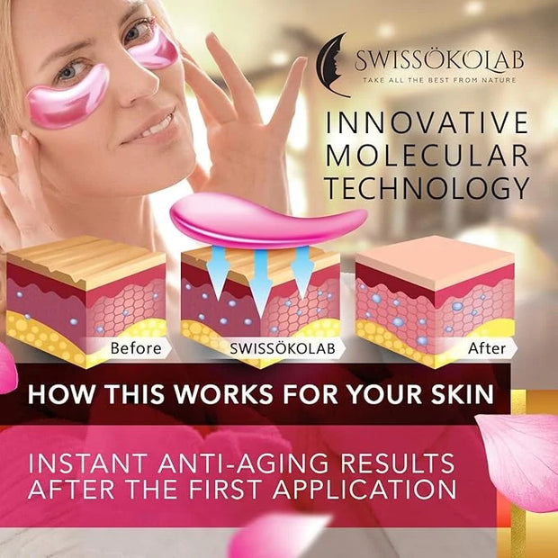 SWISSÖKOLAB Under Eye Patches For Puffy Eyes 24k Gold Eye Mask Dark Circles And Puffiness Collagen Eye Gel Pads Moisturizi...