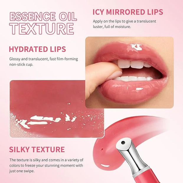 Watery Essence Lip Glaze,Moisturizing Nonstick Tinted Gloss Lip Oil,Glowy Lipstick, Long-Lasting Lip Stain, Lightweight Li...