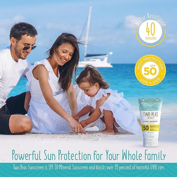 All Natural Organic SPF 50 Sunscreen Lotion - Coral Reef Safe - Baby, Kid & Family Friendly - Chemical Free Mineral Based ...