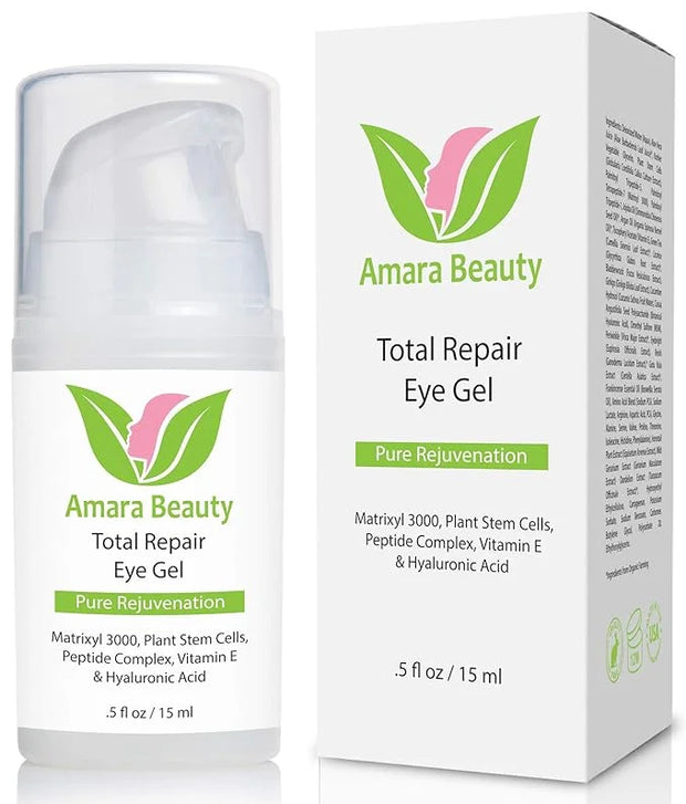 Amara Beauty Eye Cream Gel for Dark Circles and Puffiness with Peptides & Hyaluronic Acid, 0.5 fl. oz. - Product Image