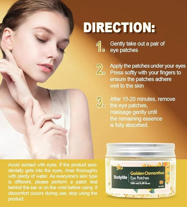 Golden Osmanthus Anti Aging Eye Mask for Dark Circles and Puffiness Reduce Wrinkles,with Hydrolyzedsoy protein, Osmanthusf...