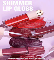Shimmer Gloss Lipstick, Slicks Lip Gloss Diamond Shiny Pink Dark Red Purple Glitter Sparkly Glossy Shimmer Waterproof Girl...