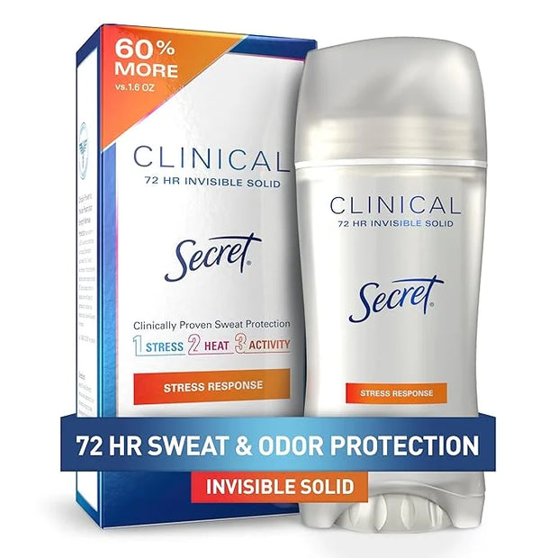 Secret Clinical Strength Antiperspirant Deodorant for Women, Stress Response, 3X Stress Protection, 72hr Sweat & Odor Prot...
