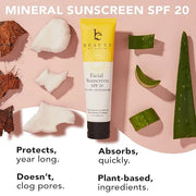 Face Sunscreen SPF 20 - Mineral Sunscreen Face, Reef Friendly Sunscreen With Natural & Organic Ingredients, Biodegradable ...