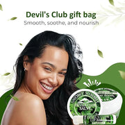 Snowy Summit's 3-Pc Devil's Club Gift Bag Set – Includes All-Natural Handcrafted Salve, Revitalizing Sugar Scrub, and Mois...