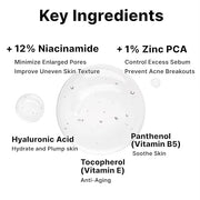 12% Niacinamide Serum with 1% Zinc PCA, Pore Minimizer for Face, Control Excess Oil and Sebum, Improve Uneven Skin Tone, D...