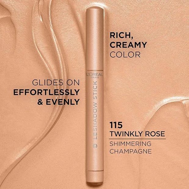 L'Oreal Paris Makeup Le Shadow Stick Eyeshadow, Blendable, Smudge-Resistant, Cream Eyeshadow, Twinkly Rose, 0.05 Oz - Prod...