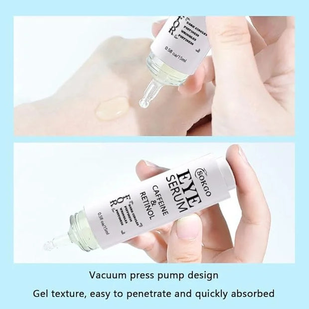 Caffeine Eye Serum, Retinol Eye Firming Serum for Dark Circles and Puffiness, Anti Aging Eye Serum with Hyaluronic Vitamin...
