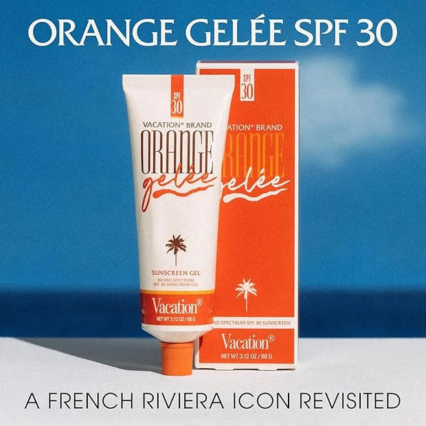 Vacation Orange Gelée SPF 30 Gel & Tube Key Bundle, Hydrating Balm-to-Oil Sunscreen, Mineral-Oil Free, Water-Resistant, Tr...