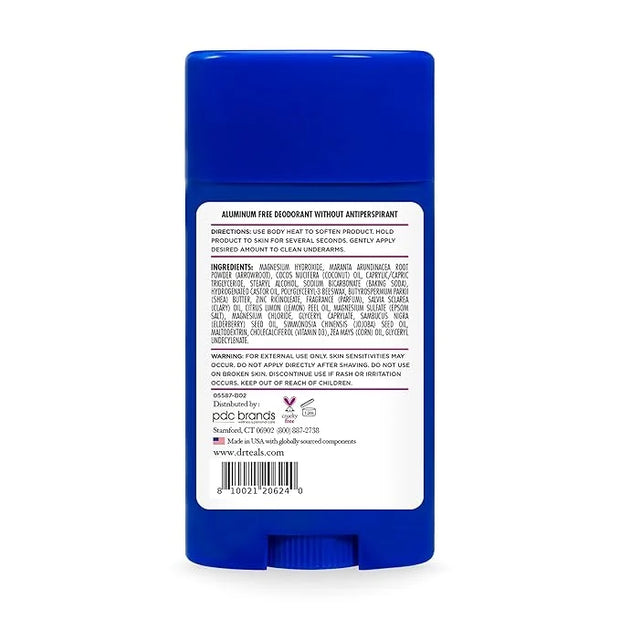 Dr Teal's Aluminum Free Deodorant, Elderberry & Vitamin D with Essential Oils, 2.65 oz (Pack of 3) - Product Image