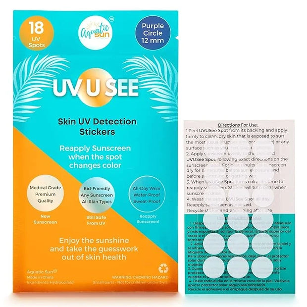 UV Stickers for Sunscreen Reapplication to Avoid Burns - Sunscreen Reminder Stickers You Can Wear All Day - Sweat & Waterp...