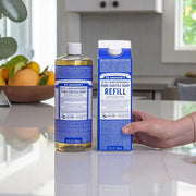 Dr. Bronner's Pure-Castile Liquid Soap Bottle & Refill Carton - Made with Regenerative Organic Certified Oils, 82% Less Pl...