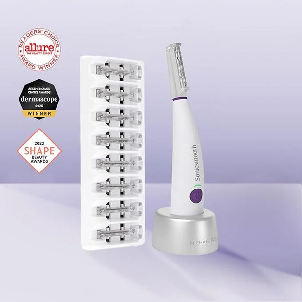 Michael Todd Beauty Sonicsmooth Dermaplane Razor for Women Face + Eyebrow trimmer Dermaplaning System - Peach Fuzz Remover...
