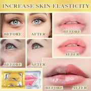 30PCS Lip Mask & Under Eye Mask, 24K Under Eye Patches for Puffy Eyes, Pink Lip Masks Skincare, Effectively Moisturizing t...