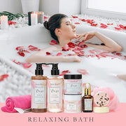 Spa Gifts for Women，10pcs Self Care Kit ROSE Scented with Facial Cleanser, Scrub Body Wash, Facial Clay Mask, Facial, Esse...