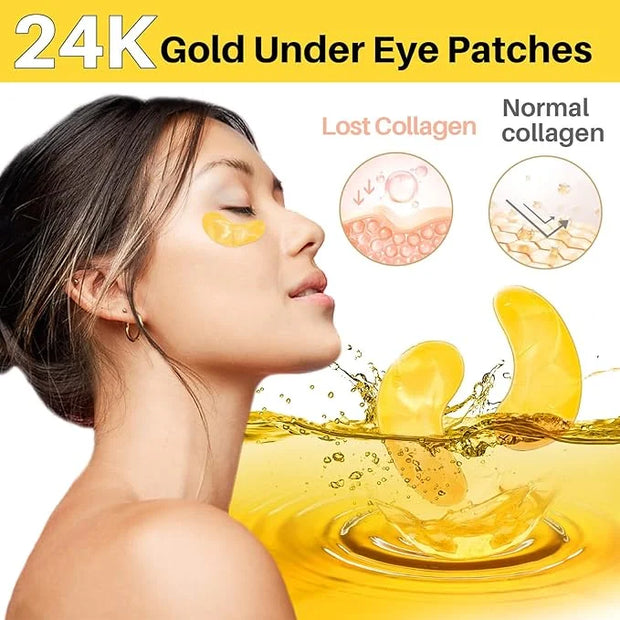 Gold Under Eye Patches - 28 Pairs Golden Glow Under Eye Patches for Dark Circles,Gold Moisturizing Eye Skin Mask for Women...