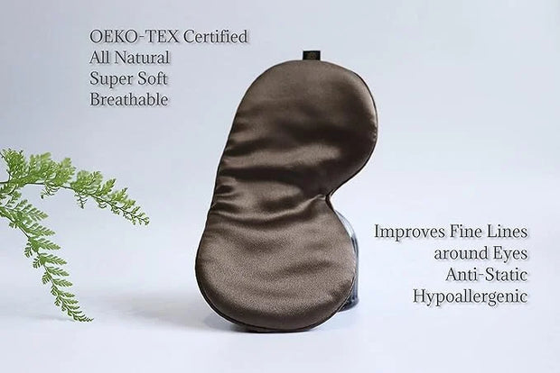Premium Handcrafted 25 Momme Mulberry Silk Eye Mask for Sleeping (Chocolate) - Product Image