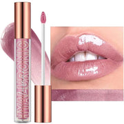 Pink Lip Gloss Makeup Plumping Glitter Lip Gloss for Girls Women Lip Plumping Tinted Lipgloss High Pigment Plumper Long La...