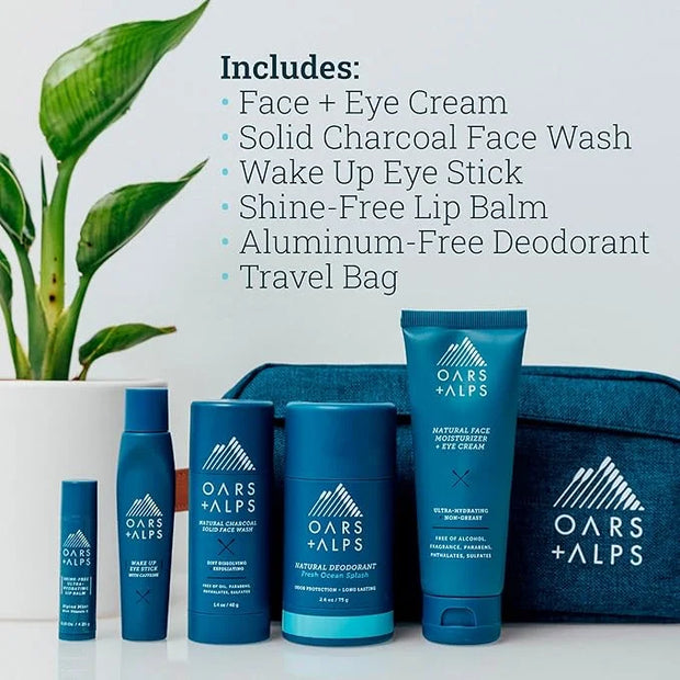Oars + Alps Ultimate Oarsman Skin Care Kit for Men, Includes Face Wash, Eye Roller, Deodorant, Lip Balm, Moisturizer, and ...