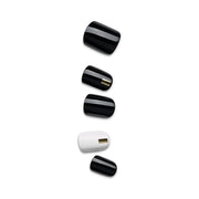 imPRESS Design, Press On Nails, Midnight Drive, Black and White, Short, Size, Squoval, Shape, Includes 30 Nails, Prep Pad,...